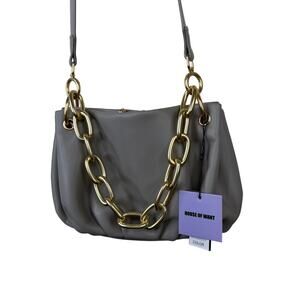 NEW HOUSE OF WANT H.O.W. Grey Vegan Leather We Stroll Crossbody Cloud Pouch Bag